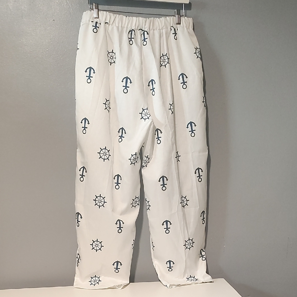 Nautical Print Women's White Sailor Pants - Picture 11 of 17